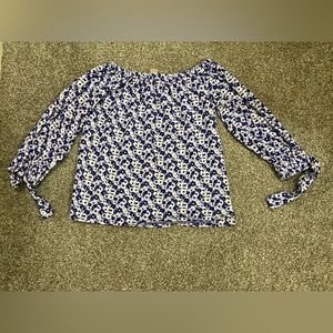 Michael Kors Floral print off the shoulder crop top with ties at shoulder Size S